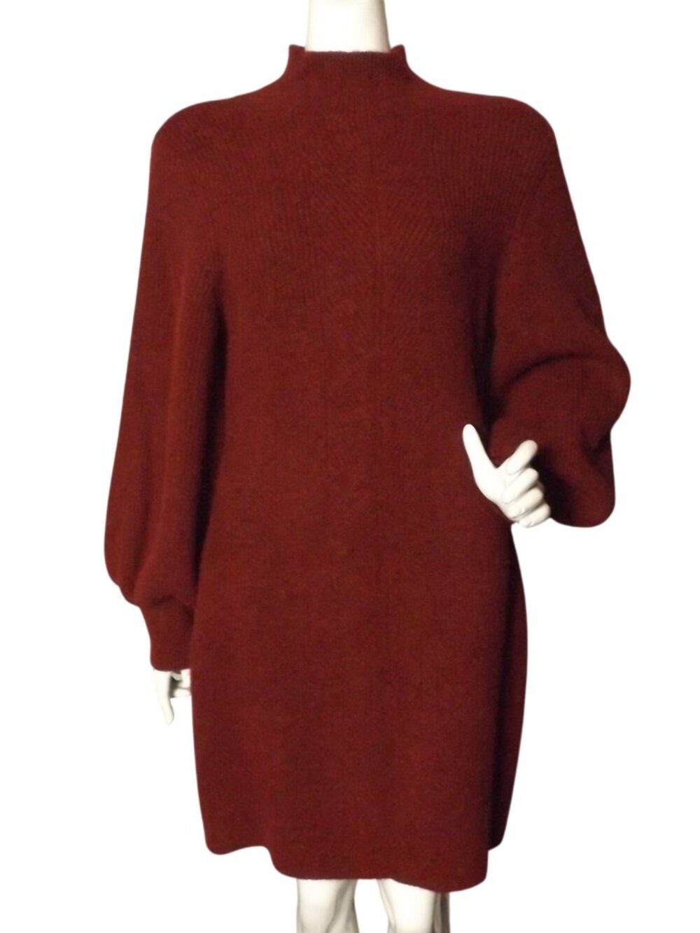 new A LOVES A Sweater Dress, L, Merlot, Acrylic, long sleeve, Textured, Mockneck
